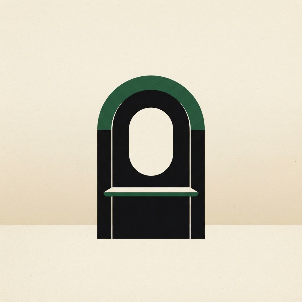 A simple gate arch with a blank oval and an empty ledge