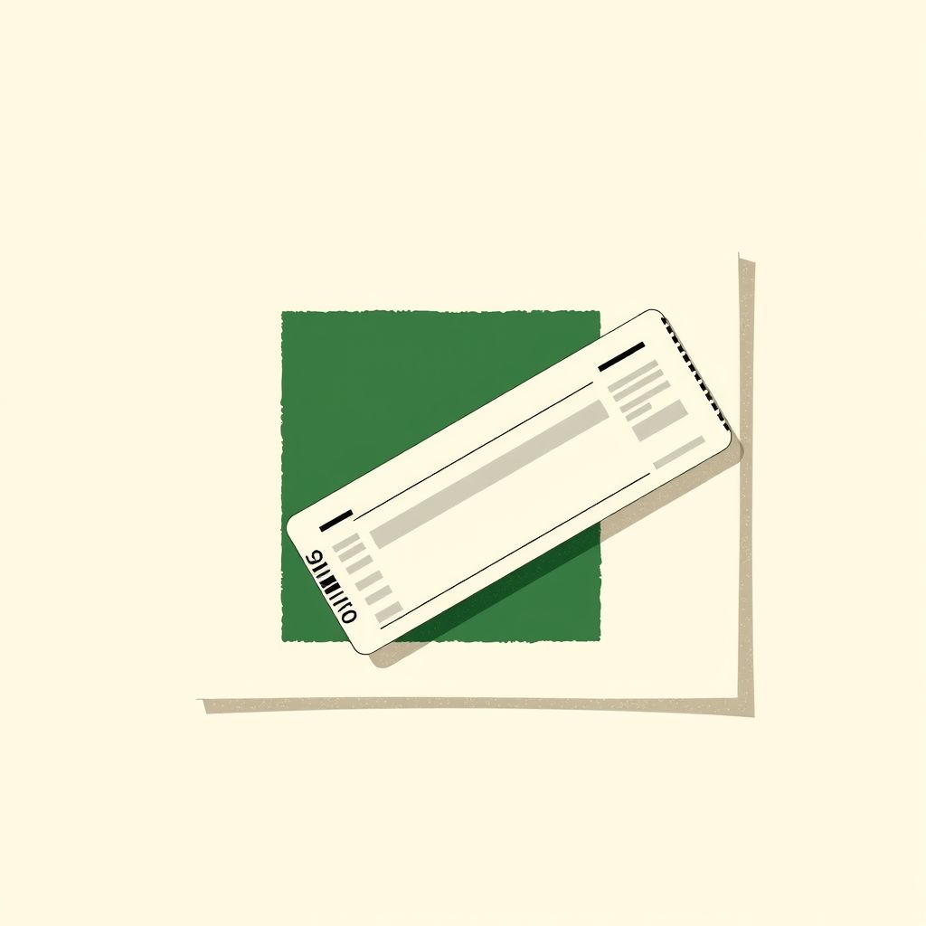 A boarding pass stub beside a green QR square on a cream field