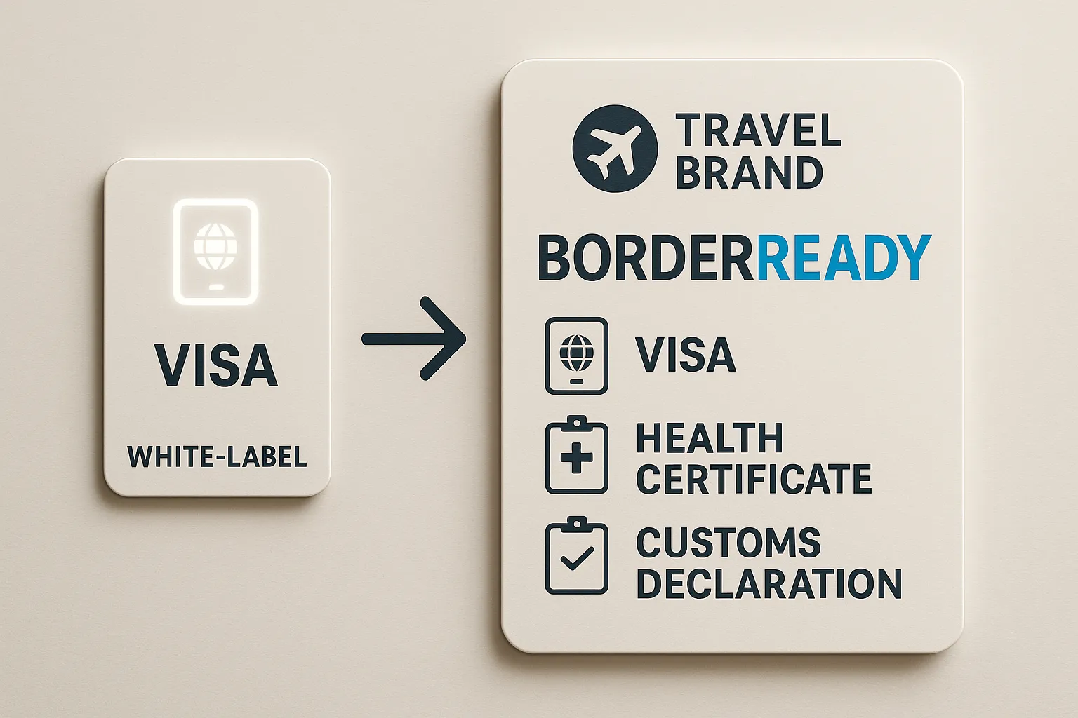 Graphic showing the evolution from a single white-label visa service to a comprehensive 